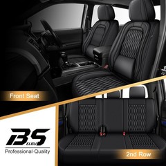 Truck Double Crew Cab Car Seat Covers Faux Leather For Toyota Tacoma: 2005-2026