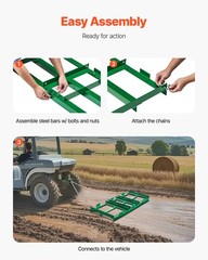 VEVOR Drag Harrow 4 ft Heavy Duty Tow Behind Drag Harrow Driveway Grader Rake