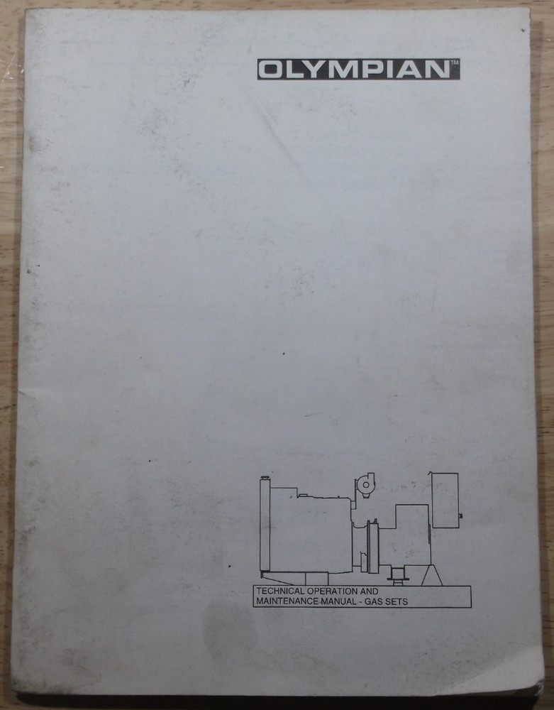 OLYMPIAN GAS SET GENERATOR TECHNICAL OPERATION & MAINTENANCE MANUAL BOOK