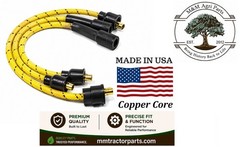 Yellow Cotton Braided Spark plug wire set for John Deere 420 430 Tractor