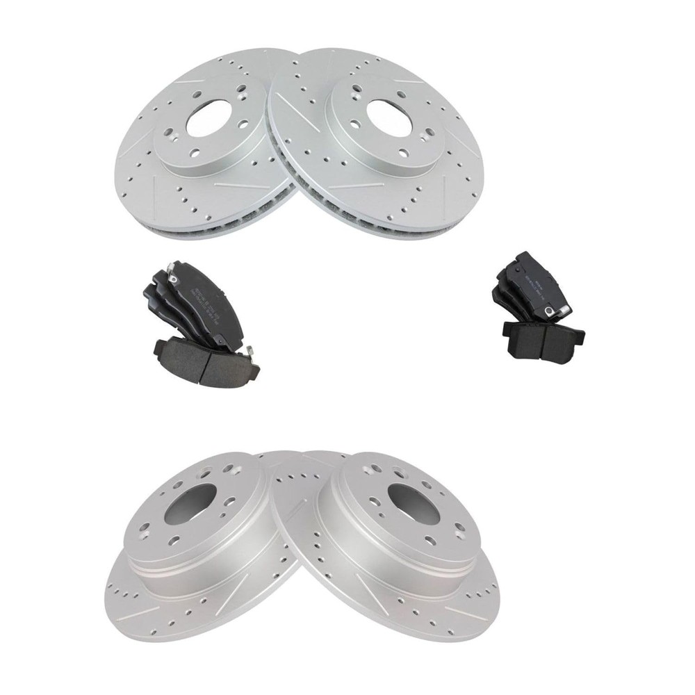 Brake Pads & Rotors Front Rear Drilled Slotted Semi-Metallic Acura TL 2004-2008