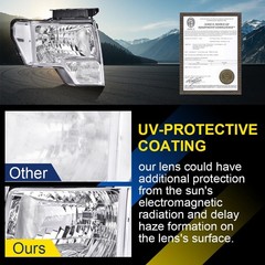 For 09-14 Ford F150 Chrome Housing Clear Lens Headlight Pair DL3Z13008A