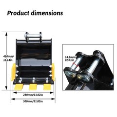 300mm Narrow Bucket Mini Excavator For Mini digger Attachments 1-2 ton 25MM Pins