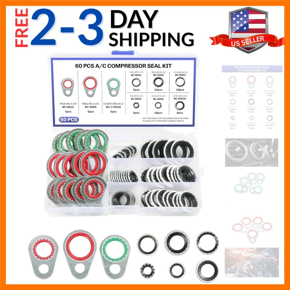A/C O Ring Kit, 60pcs AC Seal Kit, Silver Rubber Automotive Air Conditioning …