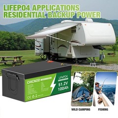 CHICNOD 51.2V 100Ah LiFePO4 Lithium Battery Bluetooth BMS Solar RV Golf Carts