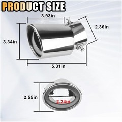 Adjustable Chrome-Plated Exhaust Tip, 2.5″ Inlet 3.3″ Outlet Tail Pipe for Most