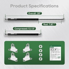 RVGUARD RV Gas Struts, 20inch 80lbs Spring for Camper Bed, silver