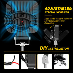 2PC 120W LED Flood Work Lights Fit Caterpillar Construction Equipment Work Lamps