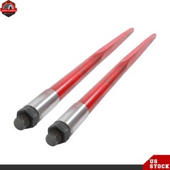 2-Pack Red Hay Bale Spear 49″ 4500 lbs Capacity Spike Fork For Loaders Tractors