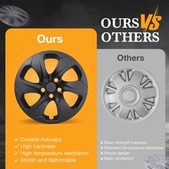 17 Inch Black Matte Hubcaps for Toyota RAV4 2019-2025 Snap-on Wheel Covers 4Pcs
