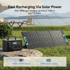 Power Station Portable 600W 519Wh Generator RV Camping Backup Battery Solar
