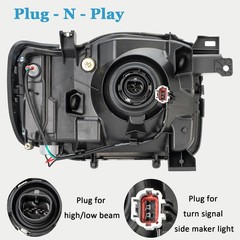 For 2002 2003 2004 Nissan Xterra XE Headlights with Bulbs Black Amber, Pair