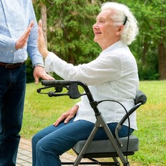 Walker Seat Cushion for Seniors, Memory Foam Rollator and Backrest Gray