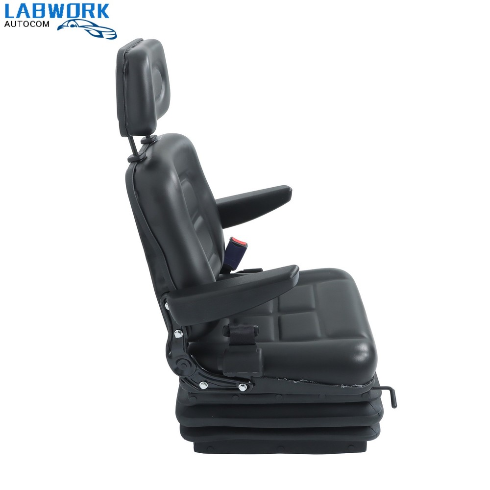Suspension Adjustable Forklift & Tractor Seat Backrest Armrest Safety Belt
