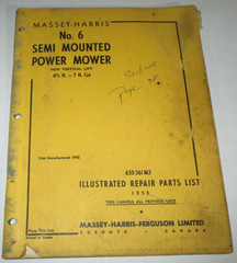 Massey Harris MH 6 Semi Mounted Power Mower Parts Catalog Manual Book ORIGINAL!