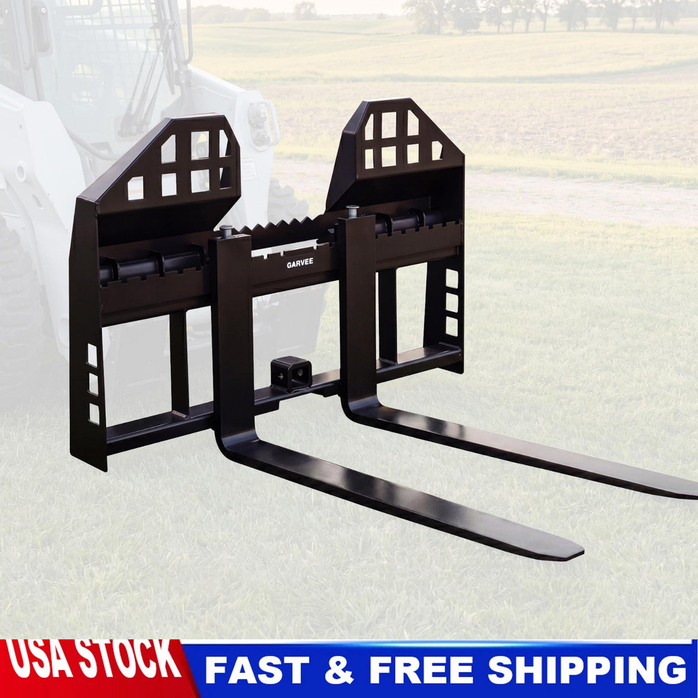 Pallet Fork 45″ Frame 4000LBS W/ 48″ Fork Blades for Loaders Tractors Skid Steer