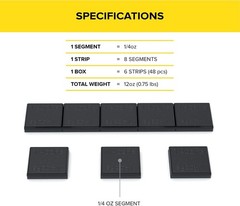 Black Adhesive Stick-On Wheel Weights, Low Profile, Easy Peel, 0.25oz (1/4oz) Ea