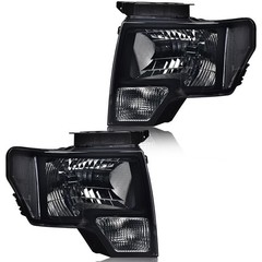 Headlights For 2009-2014 Ford F150 Pair Smoke Lens Black Housing DL3Z13008AF