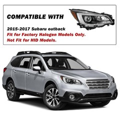 Headlight Assembly for 2015-2017 Outback Halogen Passenger Side Black Bezel