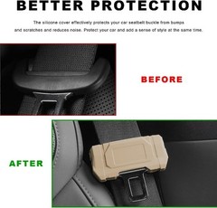 2 PCS Ca Seat Belt Buckle Covers, Anti-Scratch Silicone Auto Sea Color: Beige