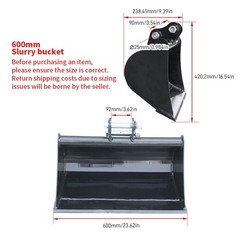500/600mm Plain Bucket Attachment for 0.8ton-1ton-1.5ton Mini Digger Excavator