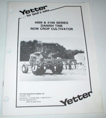 Yetter 4000 4100 Danish Tine Row Crop Cultivator Operators & Parts Manual 2/92