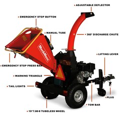 MechMaxx 420cc 15hp Engine Powered 5” Wood Chipper With Taillight/Towbar, P4205