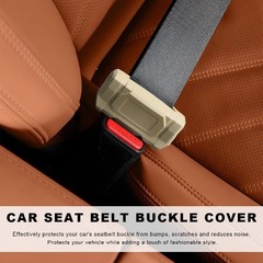 2 PCS Ca Seat Belt Buckle Covers, Anti-Scratch Silicone Auto Sea Color: Beige