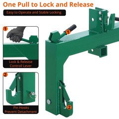 3000LBS Steel 3 Point Quick Hitch W/ 2″ Receiver Hitch For Cat 1 & 2 Tractors