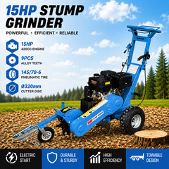420CC 15HP Stump Grinder Electric Start Tow Bar 9 Teeth Tree Remover FREE SHIP