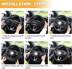 Carbon Fiber Leather Steering Wheel Cover, Anti-Slip & Breathable Color: Black