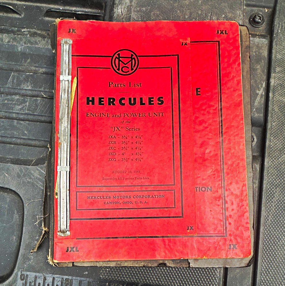 Hercules JX Series Engine Operation & Maintenance Manual and Parts List