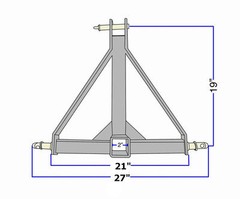 3 Point 2″ Receiver Trailer Hitch Category 1 Tractor Tow Drawbar Adapter Upgrade
