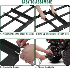 Drag Harrow Driveway Grader 4FT Tow Behind Lawn Rake for ATV UTV Tractor Mower