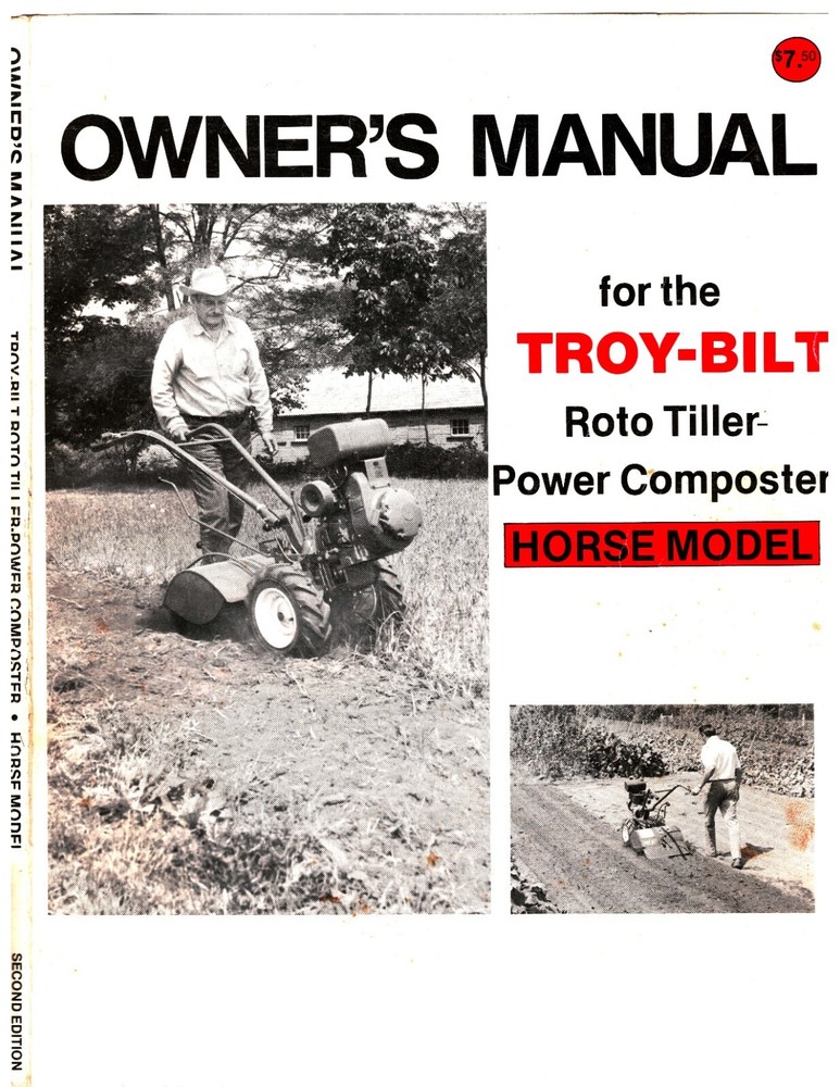 1983 Roto Tiller Power Composter Owners Manual Fits Troy-Bilt Horse Model MNL-20