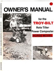 1983 Roto Tiller Power Composter Owners Manual Fits Troy-Bilt Horse Model MNL-20