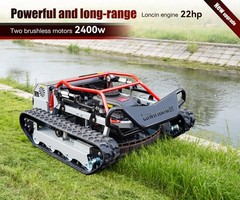 Remote controlled lawn mower, 22 hp gasoline engine, off-road, tracked.New