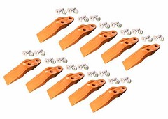 Cat Skid Steer Bucket Unitooth – Set of 10 with hardware – 2 3/8″ Hole Spacing