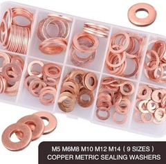 Pack-200 Automobile Copper Flat Gasket Assortment Combination Set, Multi-Specifi