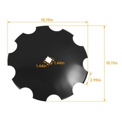 1 pcs 18″ Disc Harrow Blade 3.5mm 9-Gauge Notched For 1″ OR 1-1/8″ Square Axle