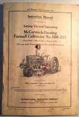 1941 McCormick Deering~Instruction Manual~Farmall Cultivator HM-221. #-4