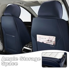 5 Waterproof Leather Seat Covers for MDX 2001-2026 Blue&White Full Set