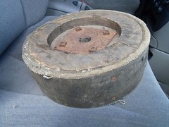 b. Old Wood Pulley Belt Industrial 12 3/8 x 4 3/16 Inches Many Photos