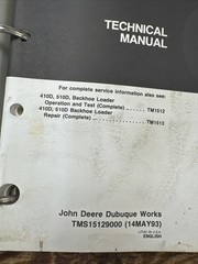 John Deere 410D, 510D Backhoe Loader Operation & Test Manual TM1512