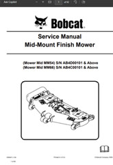 BOBCAT 72″ 90″ MM66 MM54 MOWER SERVICE REPAIR MANUAL 6902088 6986907 6904729
