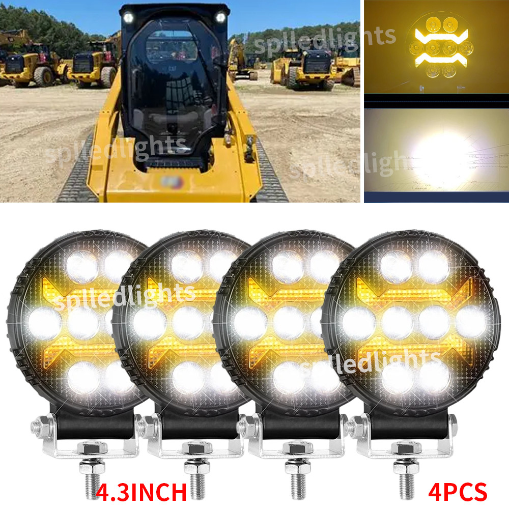 2PCS 4″ Round LED WORK LIGHT fit CAT Skid Steer 289D3 277D 289D 226D 249D 297D2