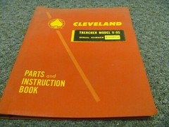 Cleveland V-95 Trencher Parts Catalog & Owner Operator Manual User Guide