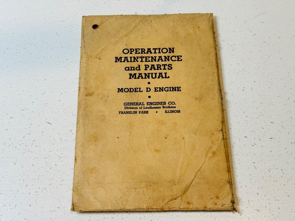 General Engines Co D-21 Model D Maintenance Parts Service Repair Shop Manual