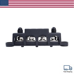 New Red & Black 5/16″ 4 Stud Power Distribution Block -BUSBAR- With Cover