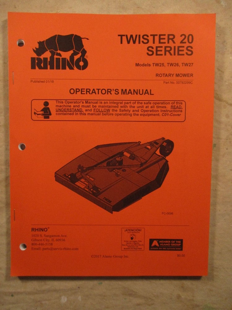 Rhino TW25 TW26 TW27 English & Spanish Operators Manual